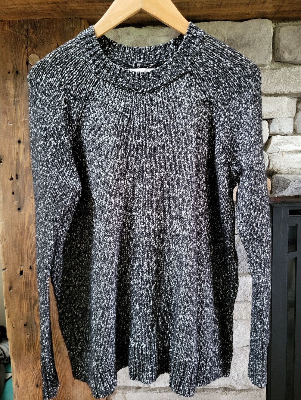 Loft Marled Black And White Sweater
